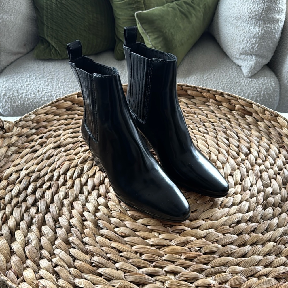 J. Crew Piper Black Leather Ankle Boots NWOT